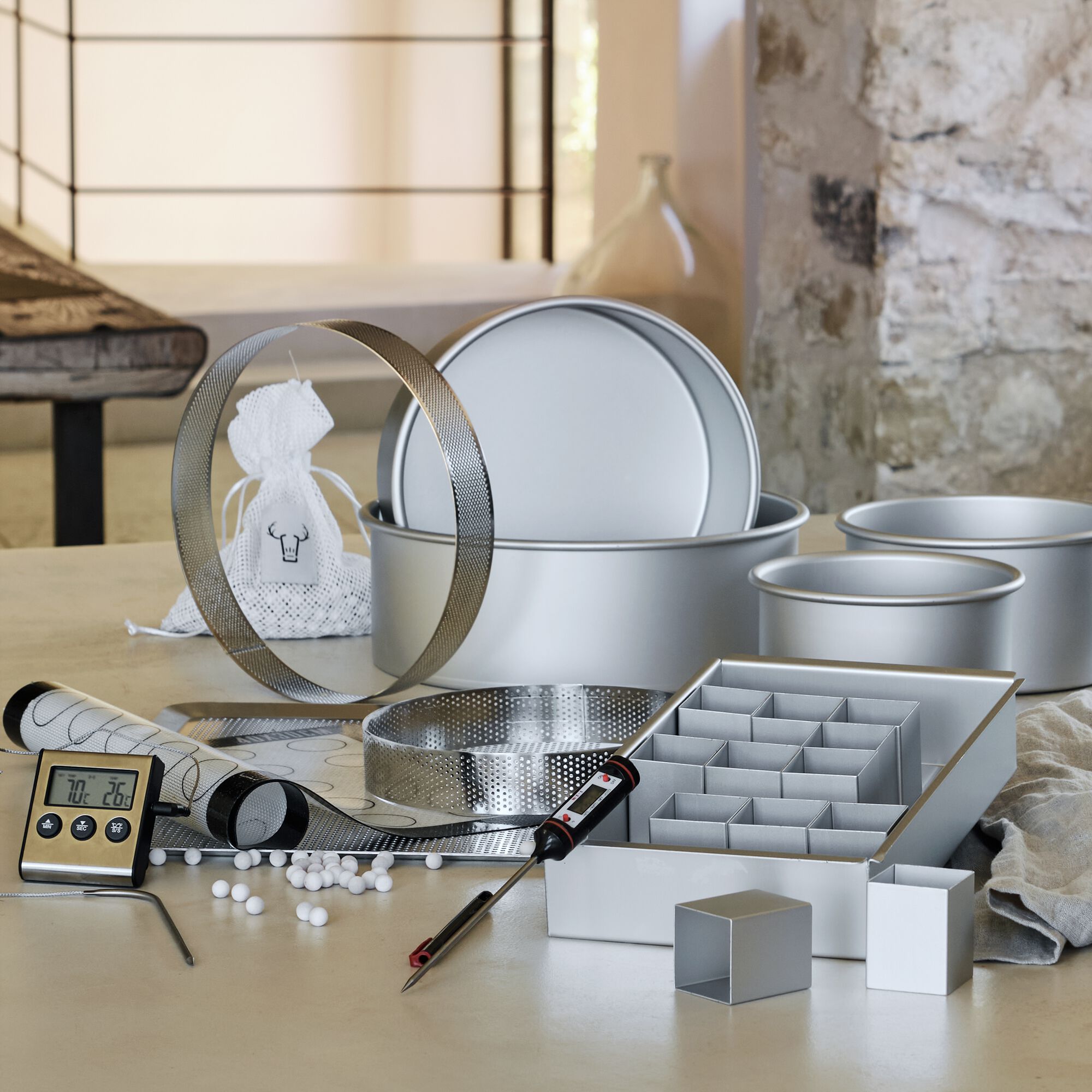 PATISDECOR - Kit moule à gâteau modulable chiffres et lettres en aluminium - gris métallisé