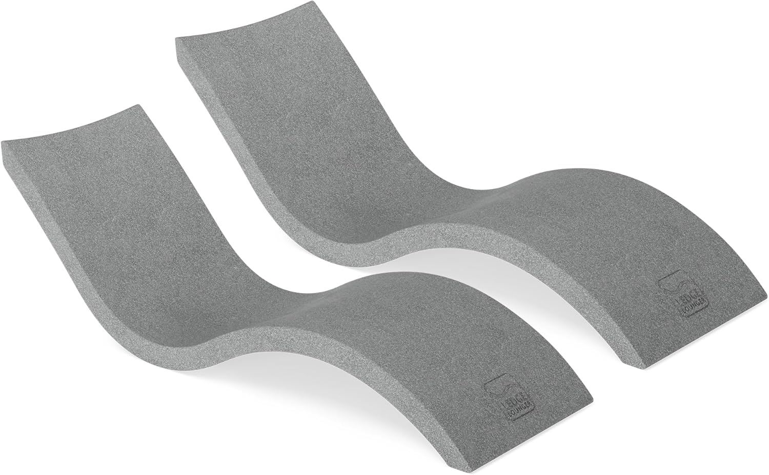 Ledge Lounger - Signature Chaise - Inside Pool & Sun Shelf Lounge Chair - Designed for Shallow Shelves Up to 9” - Compatible with All Pool Types - Poolside & Sun Deck Tanning - Set of 2 - Granite Grey
