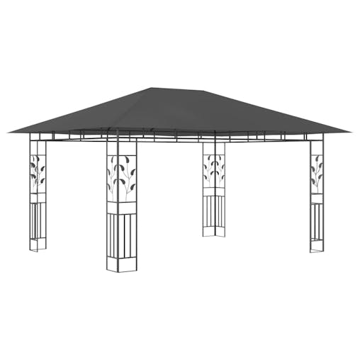 NNEVL Gazebo with Mosquito Net 4x3x2.73 m Anthracite 180 g/m&sup2;