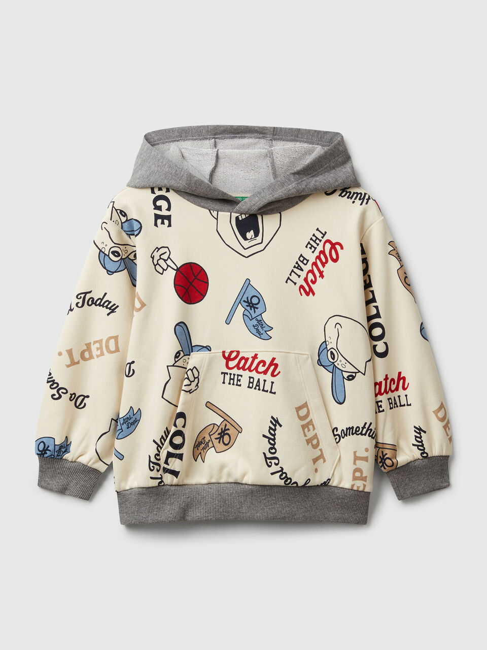 Hoodie with print in cotton blend