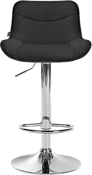 Lot de 2 tabourets de bar Vonore Tissu, réglable en hauteur, pivotant à 360 degrés, avec repose-pieds Noir/Chrome