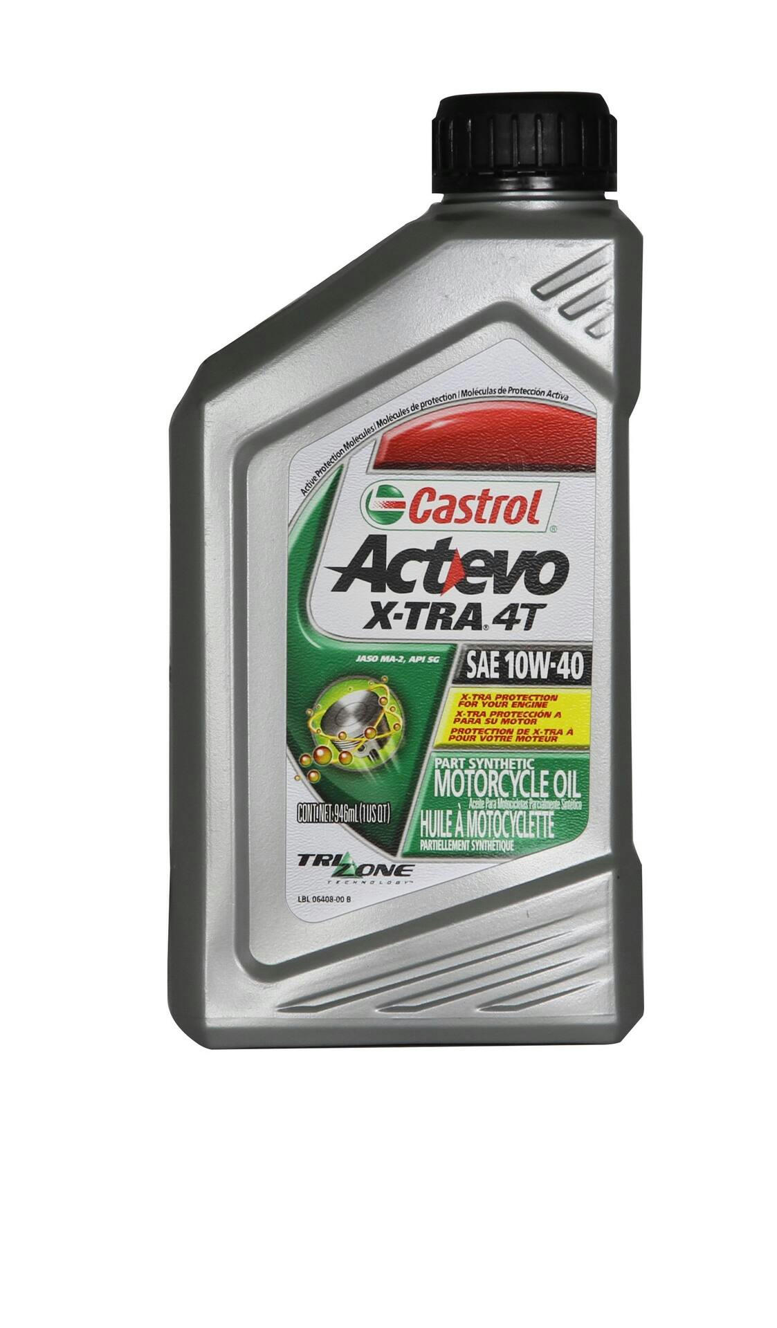 Castrol Actevo X-tra 4-Stroke Semi-Synthetic Motorcycle Oil 10W40, 946-mL