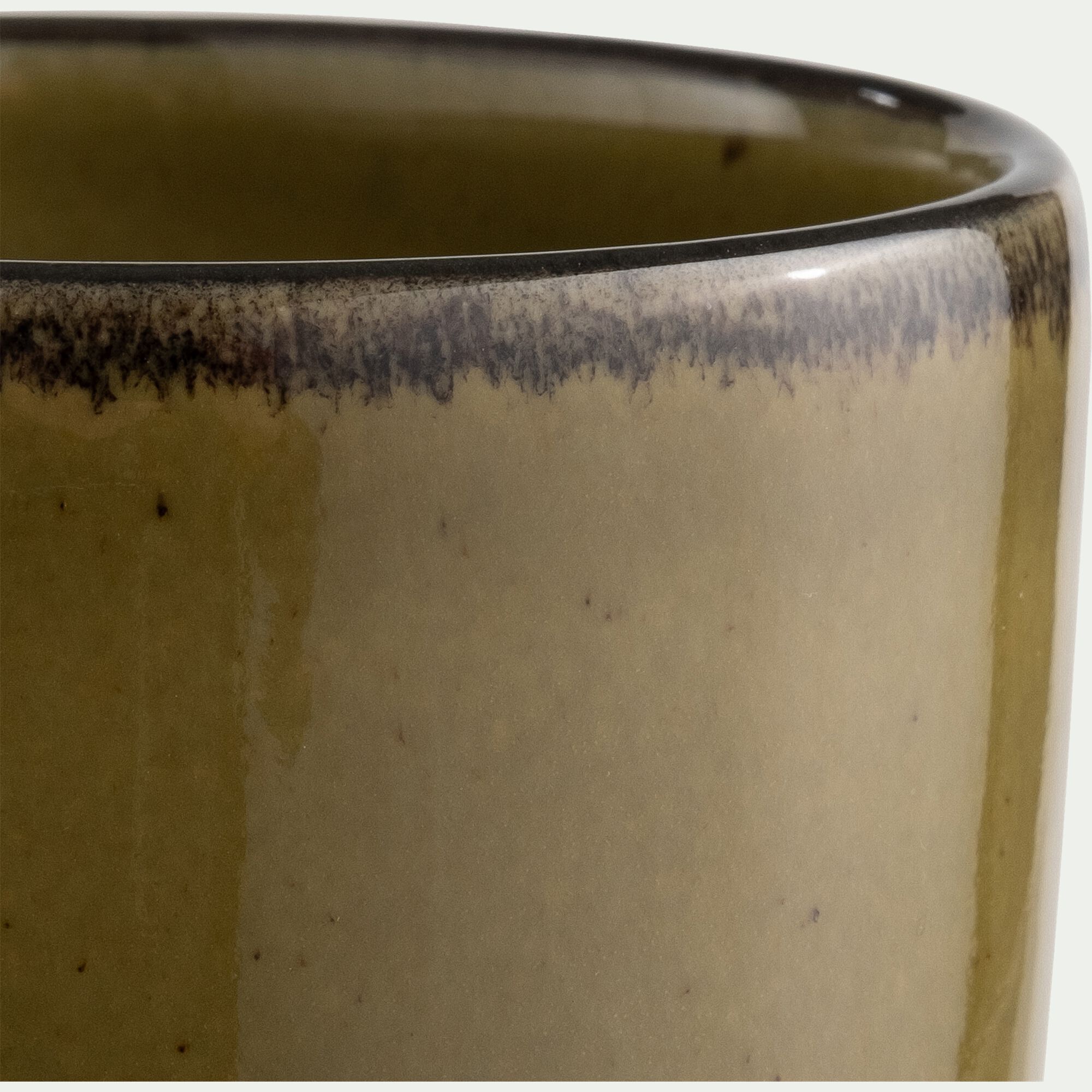 OLIVA - Mug sans anse en grès D8cm - vert mousse
