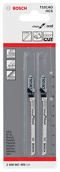 2 lames de scie sauteuse T courbe propre Bosch Bois