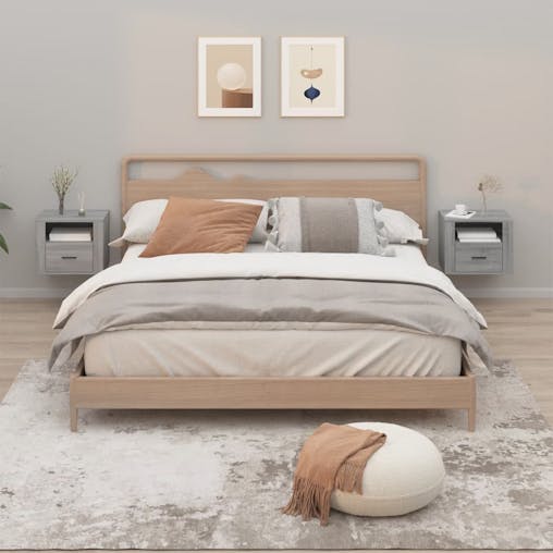 NNEVL Wall-mounted Bedside Cabinets 2 pcs Grey Sonoma 50x36x40 cm