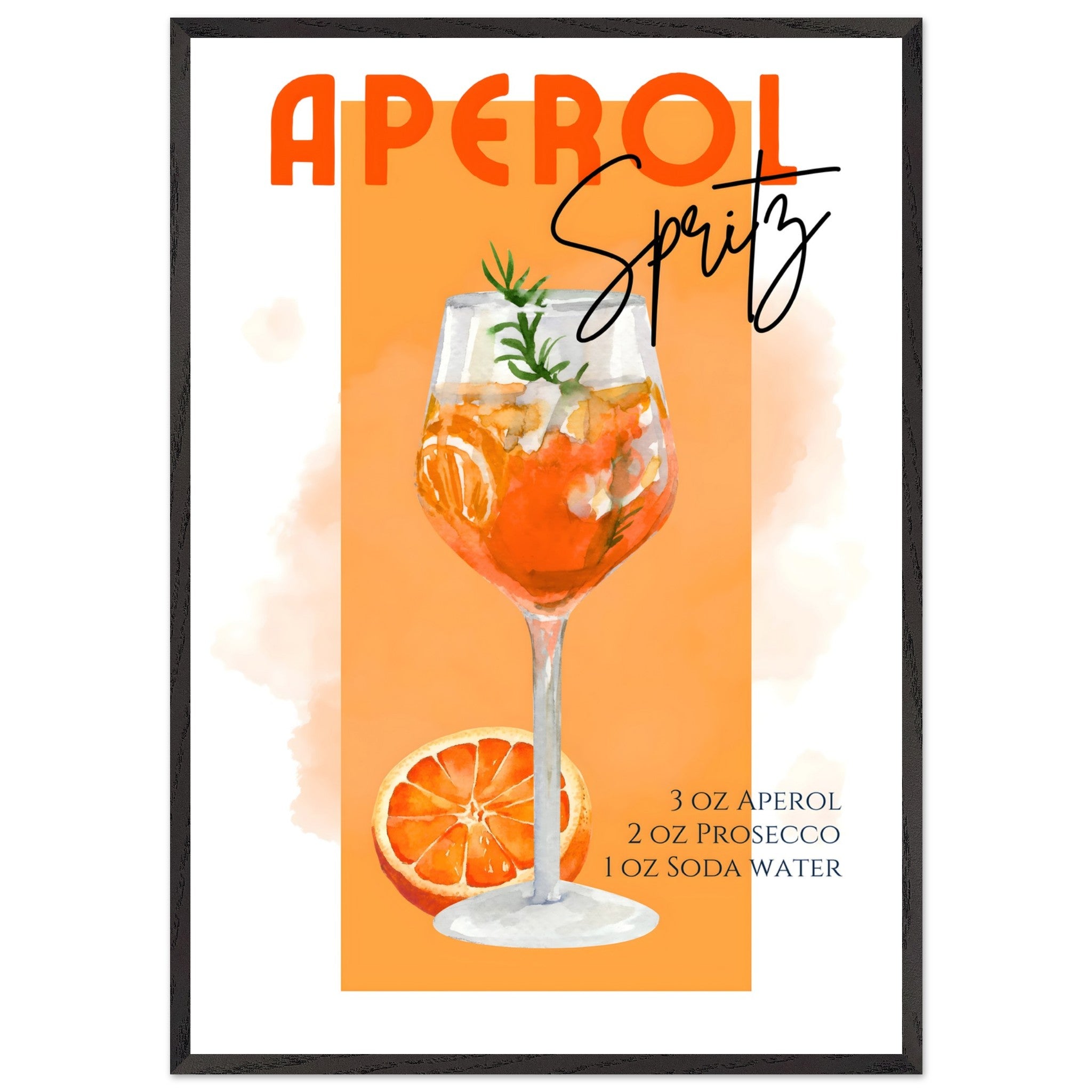 Artfulprints Poster met Lijst Aperol Spritz - Orange  - 70x100 cm - Oranje