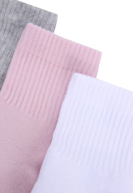 Womens 3pk Pink Quarter Socks
