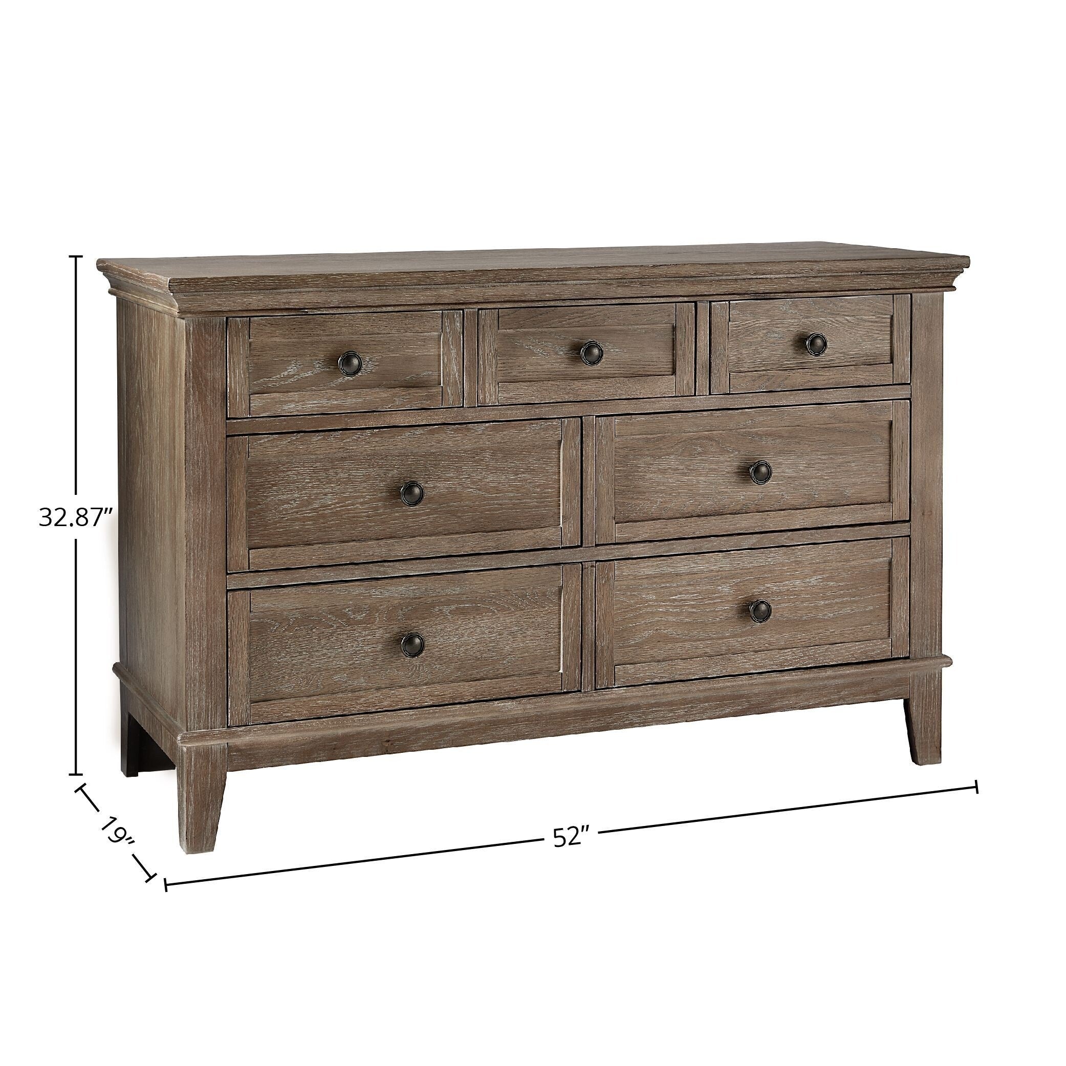 Leland 7-Drawer Traditional Wood Dresser, Sandwash Gray