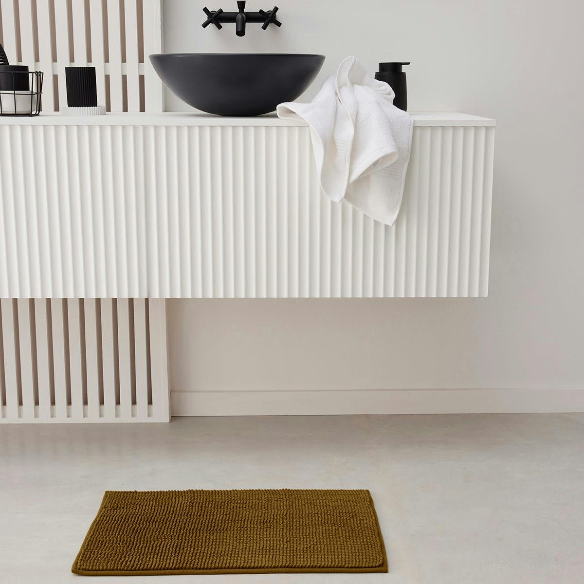 ESSENTIAL - Tapis de bain Bubble uni en Polyester Bronze 60x40 cm
