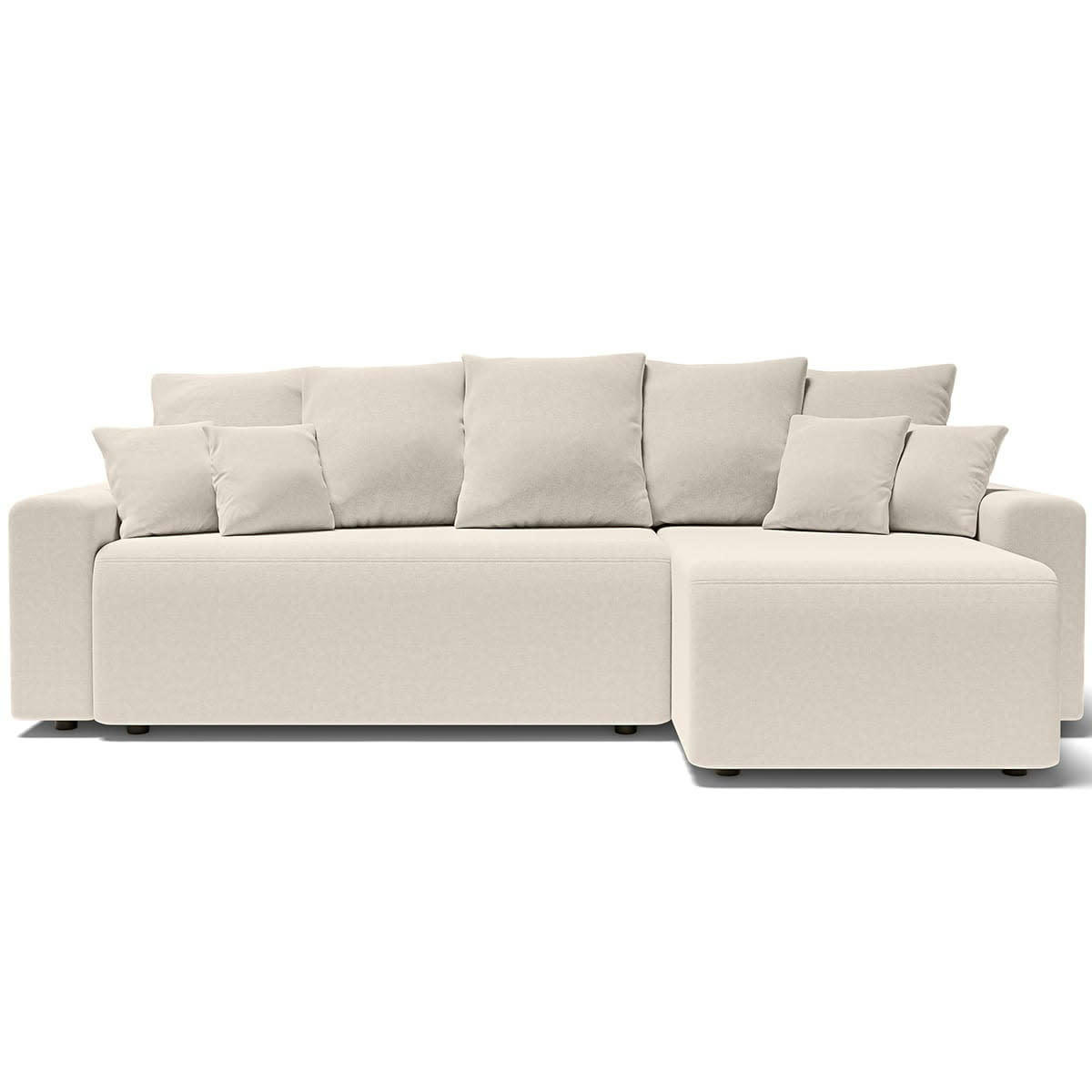 LUCIA - Canapé d'angle convertible 4 places en tissu chenille beige