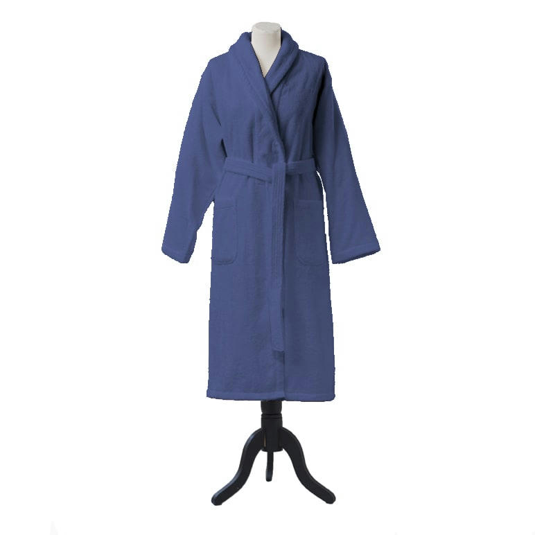 AQUA - Peignoir de bain uni en coton bleu Océan S