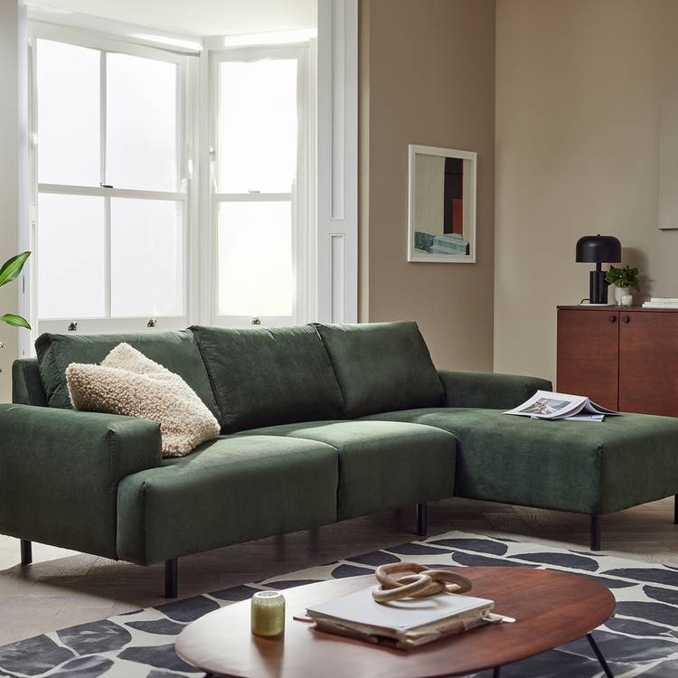 Habitat Julien Fabric Right Hand Corner Chaise Sofa - Green