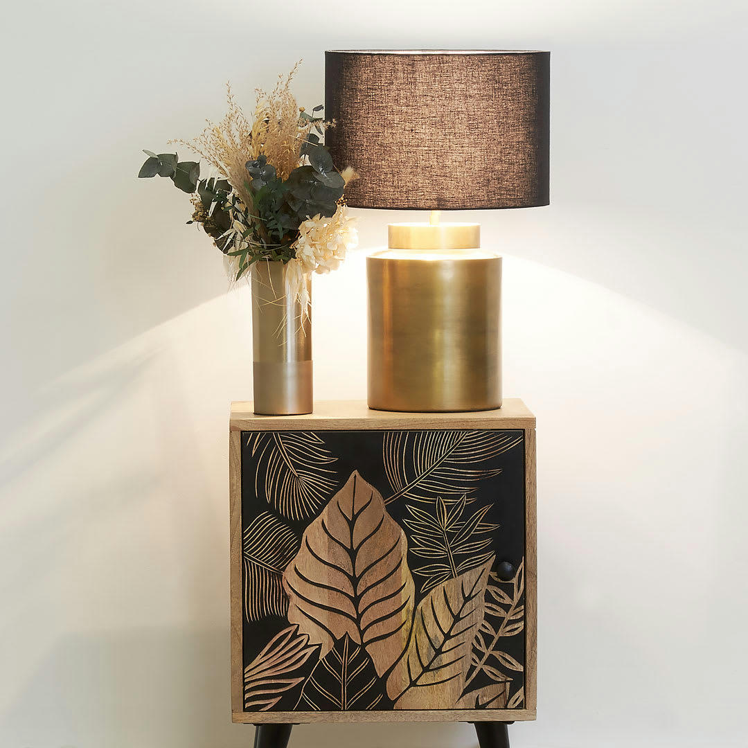 - Table de nuit en manguier naturel et noir tropica