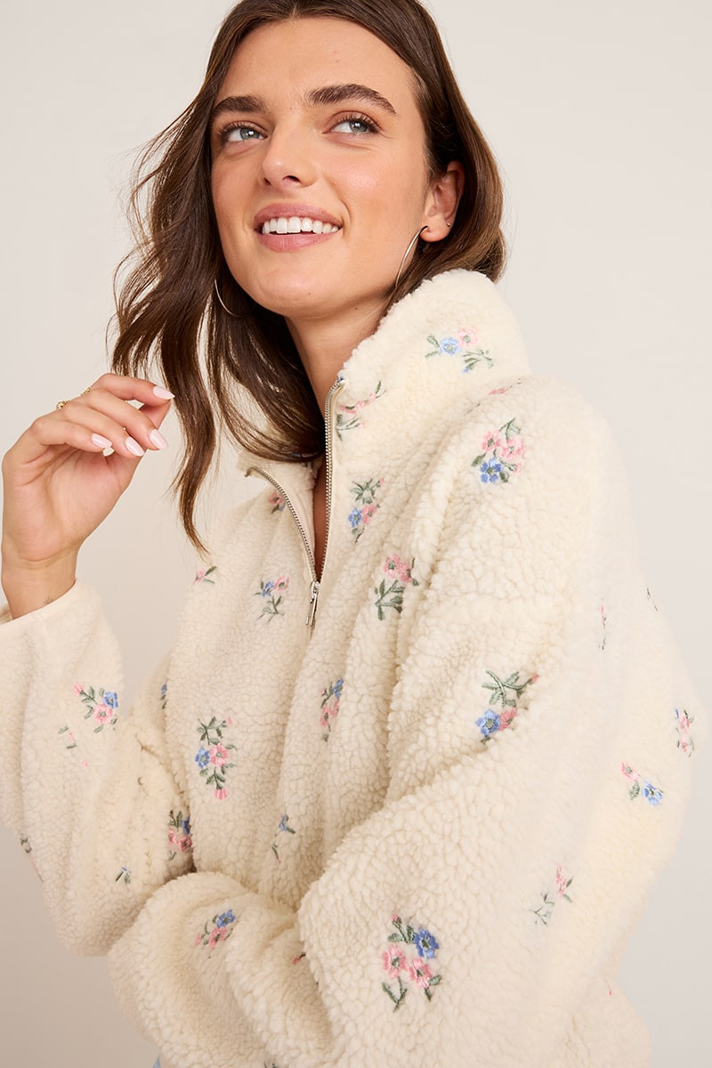 Selena Floral Quarter Zip Pullover