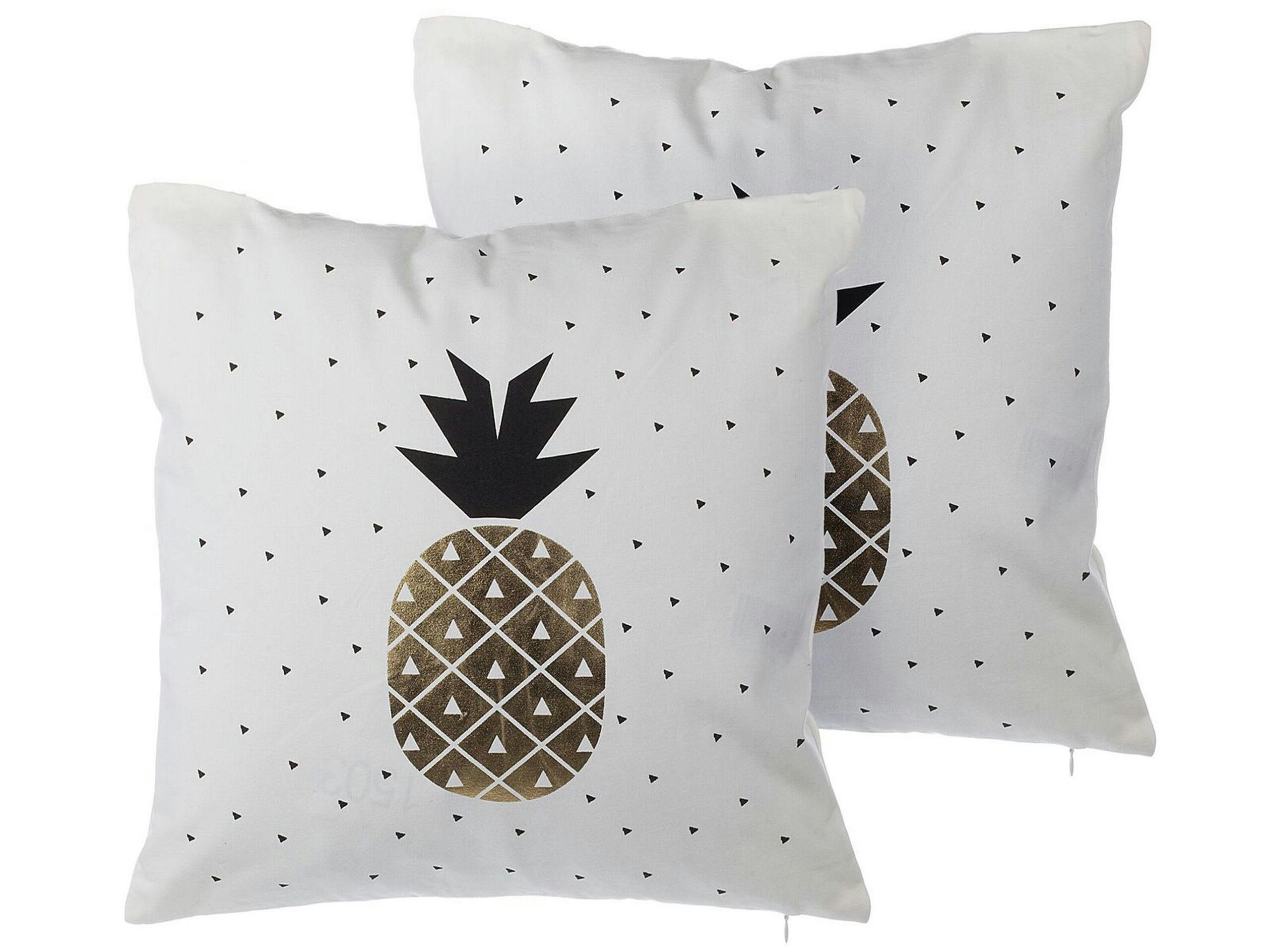YASMIN - Lot de 2 coussin décoratifs en tissu blanc 45x12cm