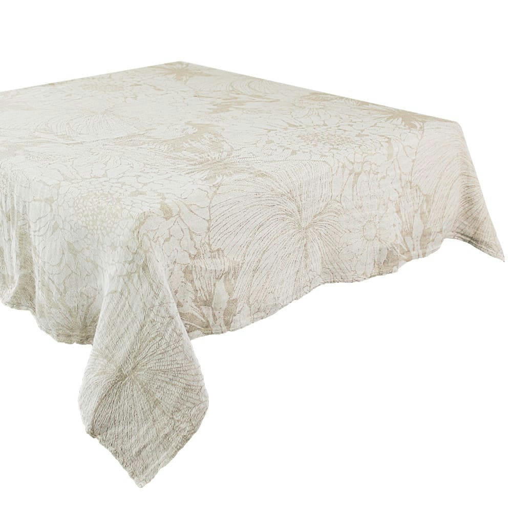 MILLE BLOOM NATUREL - Nappe carrée  métis lin & coton beige 155x155 cm