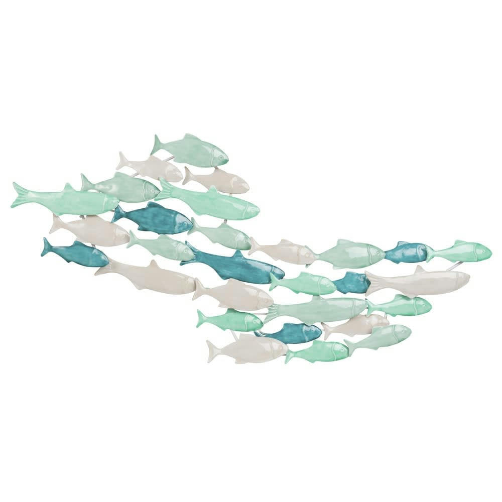 - Déco murale banc de poisson en métal vert 81x38