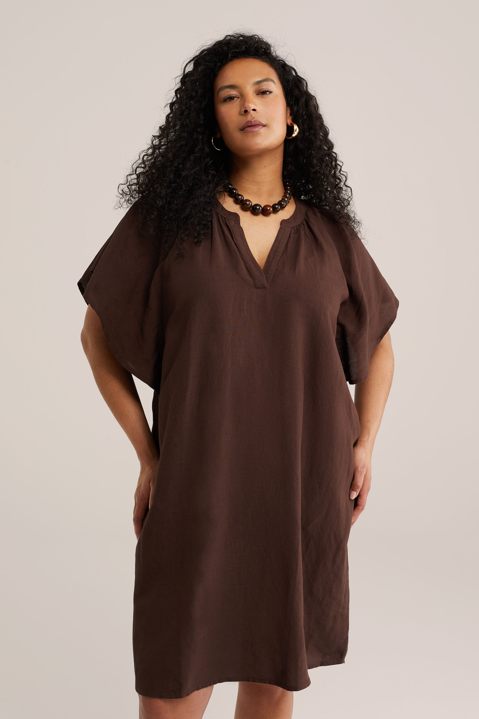 Dames jurk van linnenmix - Curve