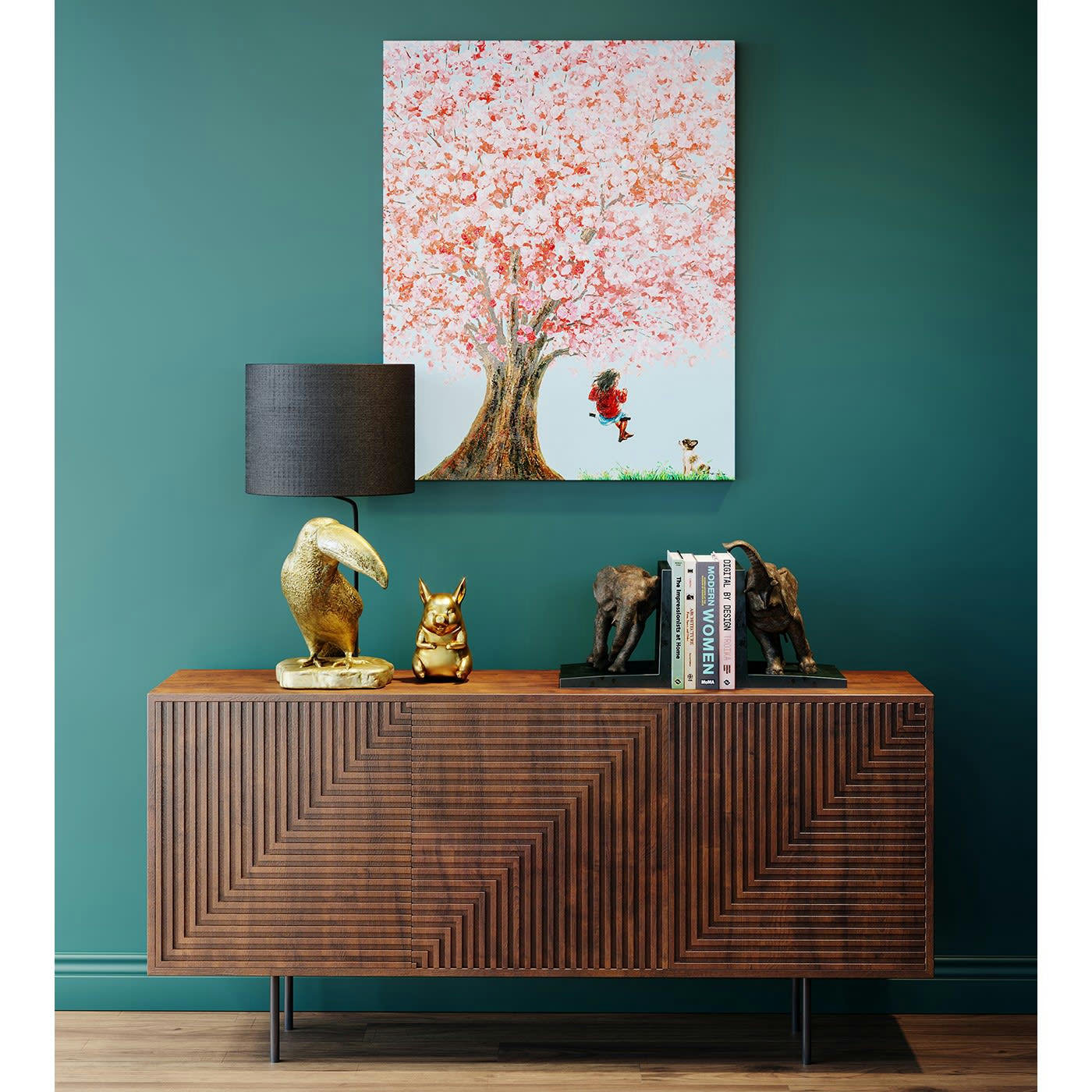 - Serre-livres éléphants en polyrésine marron H42