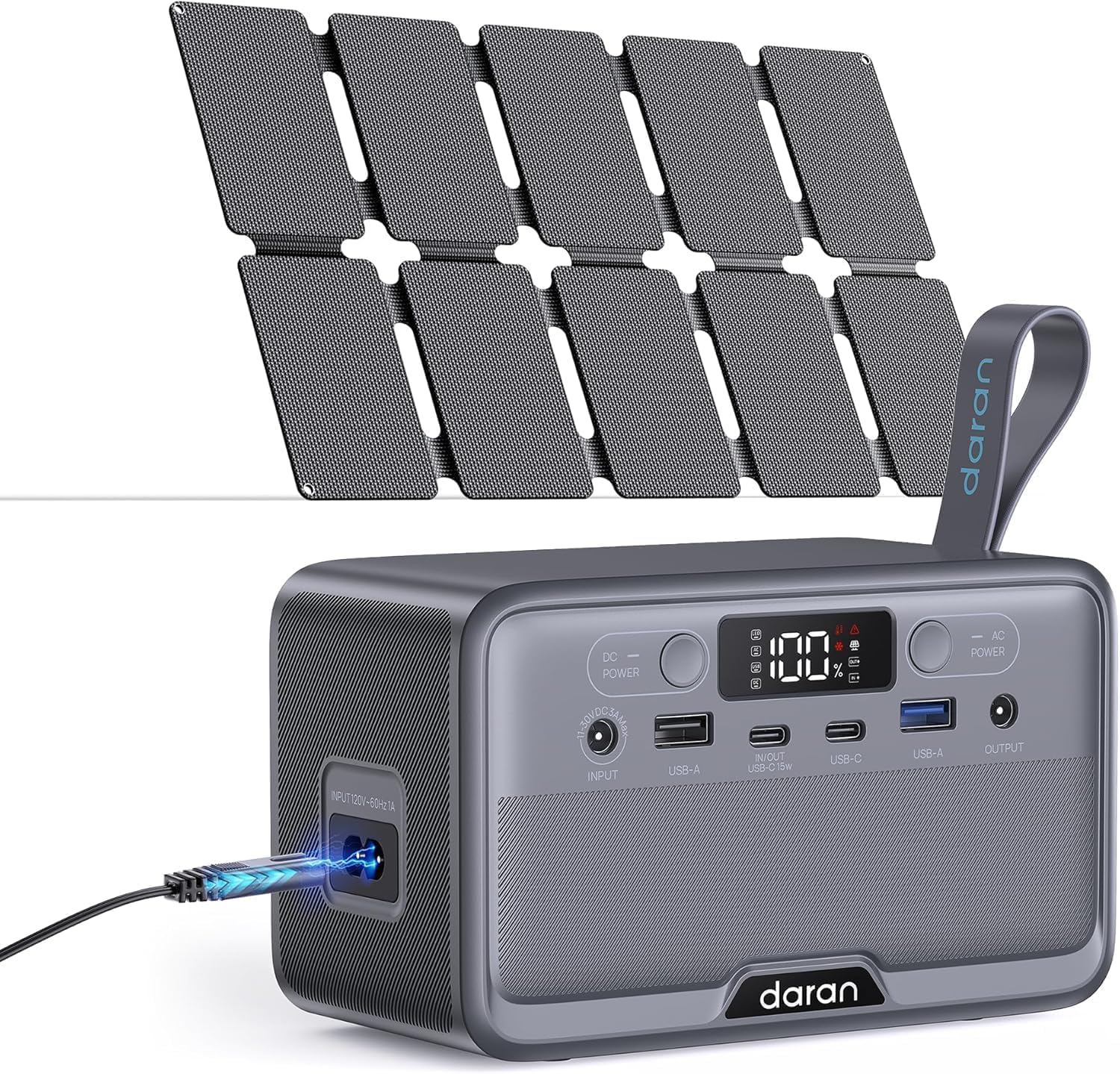 Portable Power Station 100W with 25W Solar Panel LiFePO4 Battery Power Bank with110V AC Outlets Solar Generator Fast Charging for Hurricane Emergency,Outdoor Use,Off-Grid traveling