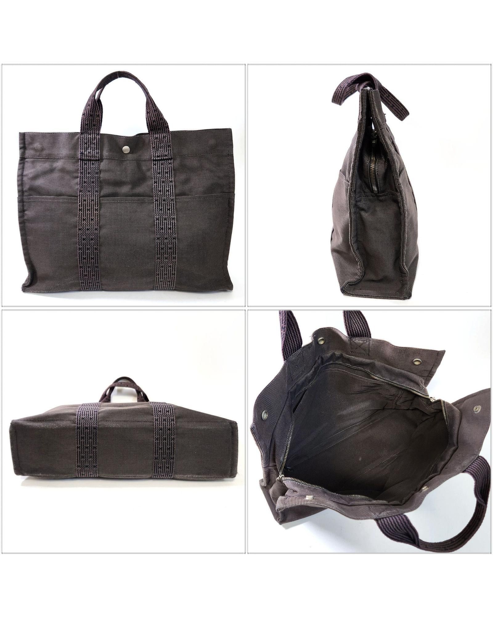 Hermes Preloved Garden Party Tote Canvas Bag Wo - Grey Tote Bags