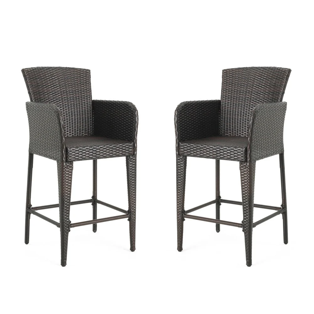 Anaya Outdoor Wicker Barstool (Set of 2) by Christopher Knight Home - N/A
