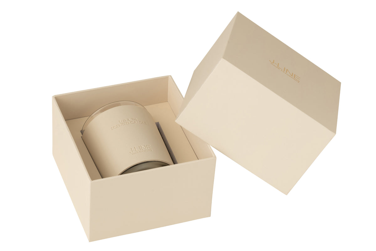 J-Line geurkaars Leder - Suit & Tie - glas - beige - 40U