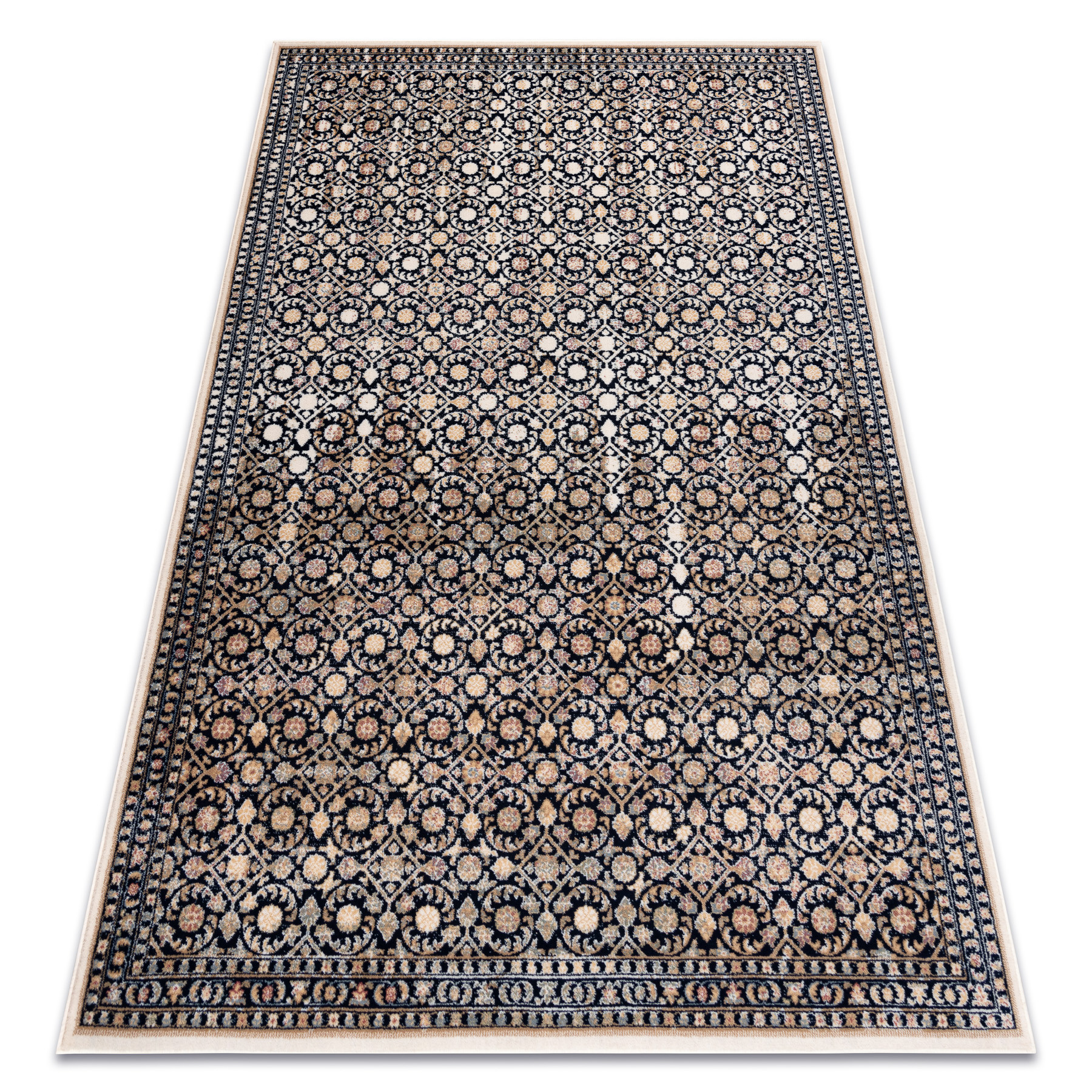 Dywan wełniany NAIN Ornament 1183/51033 granat / beż 80x150 cm