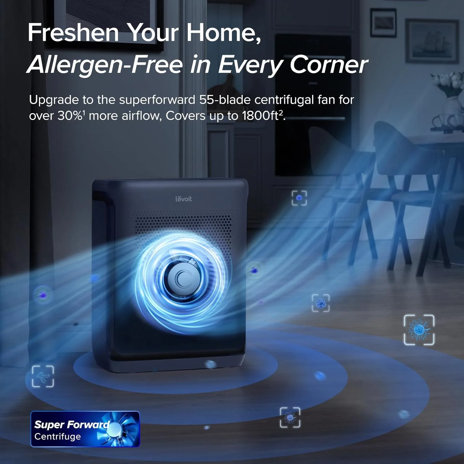 Air Purifiers for Home Large Room Up to 1800 Ft2 in 1 Hr with Washable Pre-Filter, Air Quality Monitor, Smart WiFi, HEPA Sleep Mode for Allergies, Pet Hair in Bedroom, Vital 200S-P, White(Black)