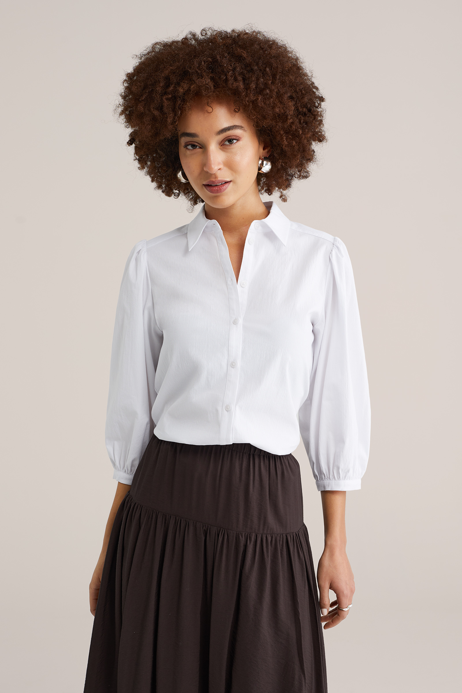 Dames blouse met ballonmouwen