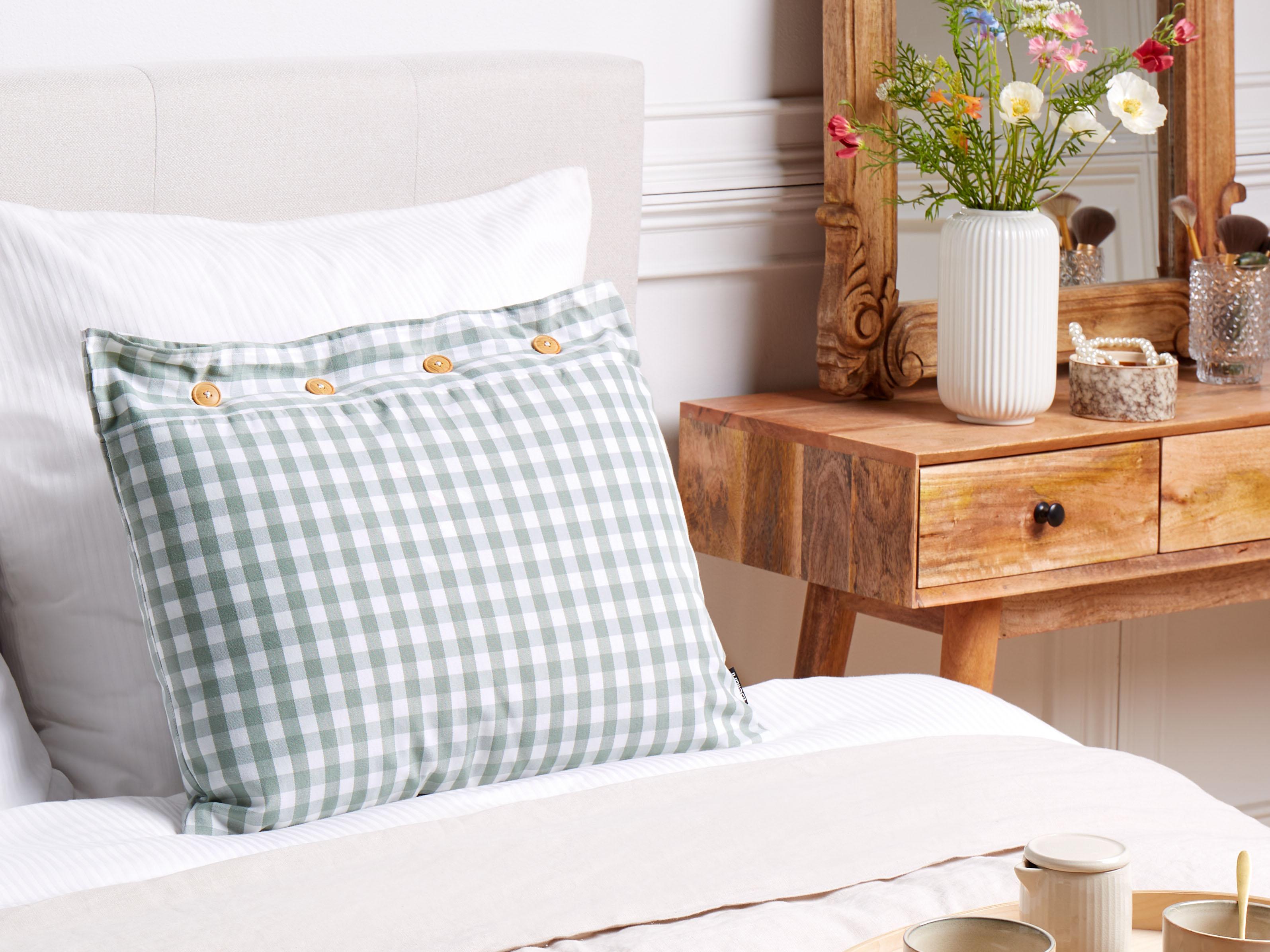 Throw Cushion TALYA 40 x 60 cm Mint Green Checked