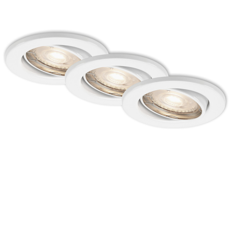 Spot encastrable LED blanc GU10 blanc chaud IP23 460 lm 4,9 W 3 pièces BRILONER