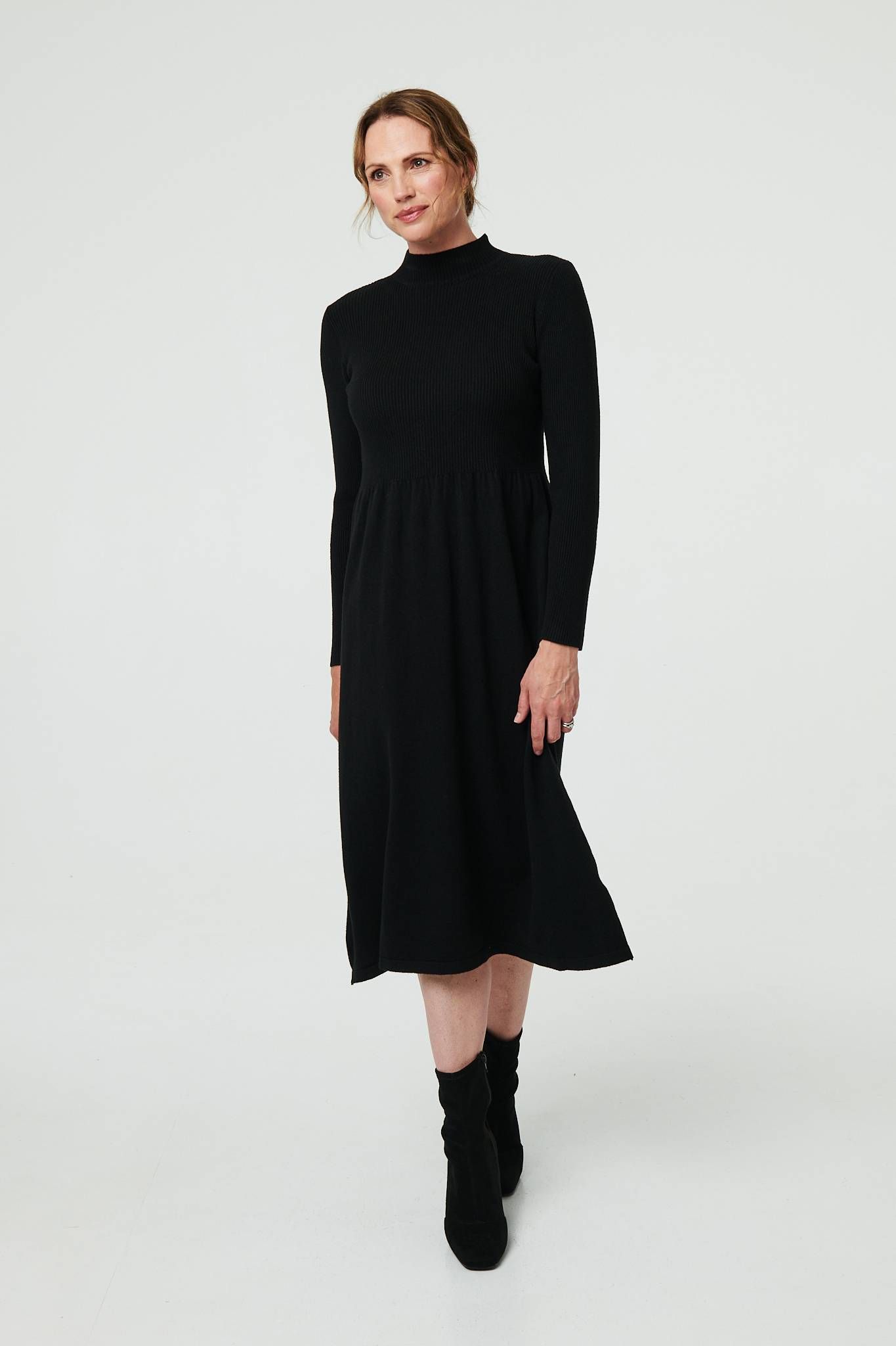 Izabel London Textured High Neck Midi Jumper Dress