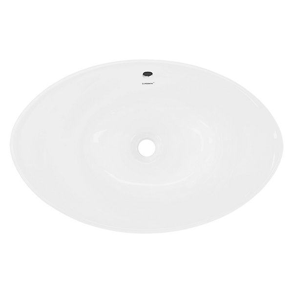 Lavabo en céramique blanc avec garniture de vidage lave-mains moderne 590x390 mm