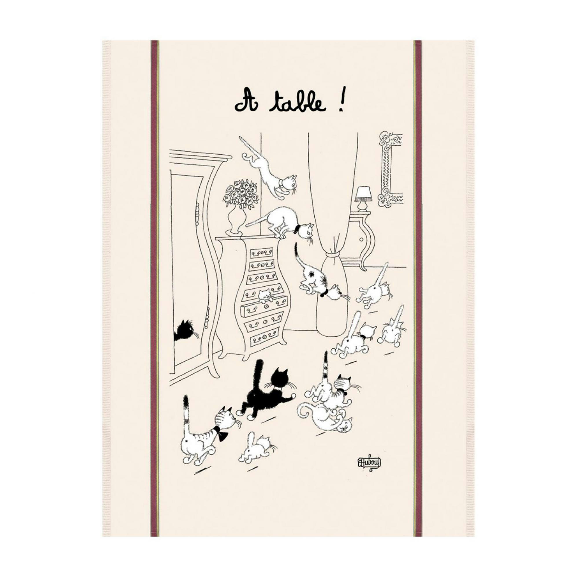 DUBOUT - Grand torchon  retour des courses en coton ecru 60 x 80