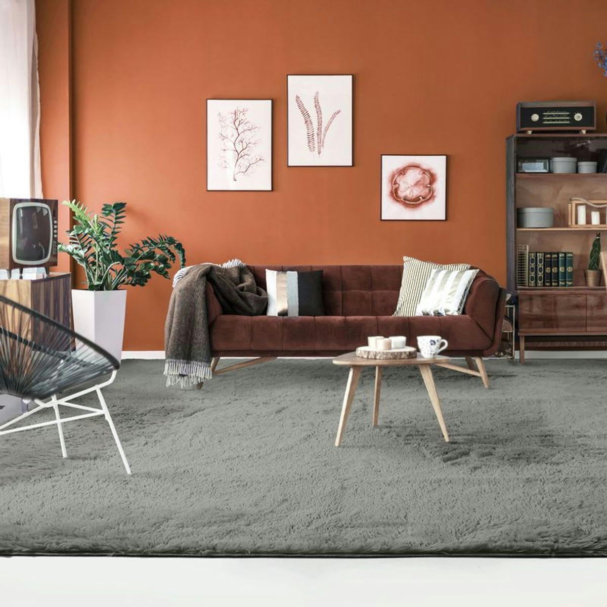 NEO - Tapis lavable à base fine et souple extra doux gris clair 225x340