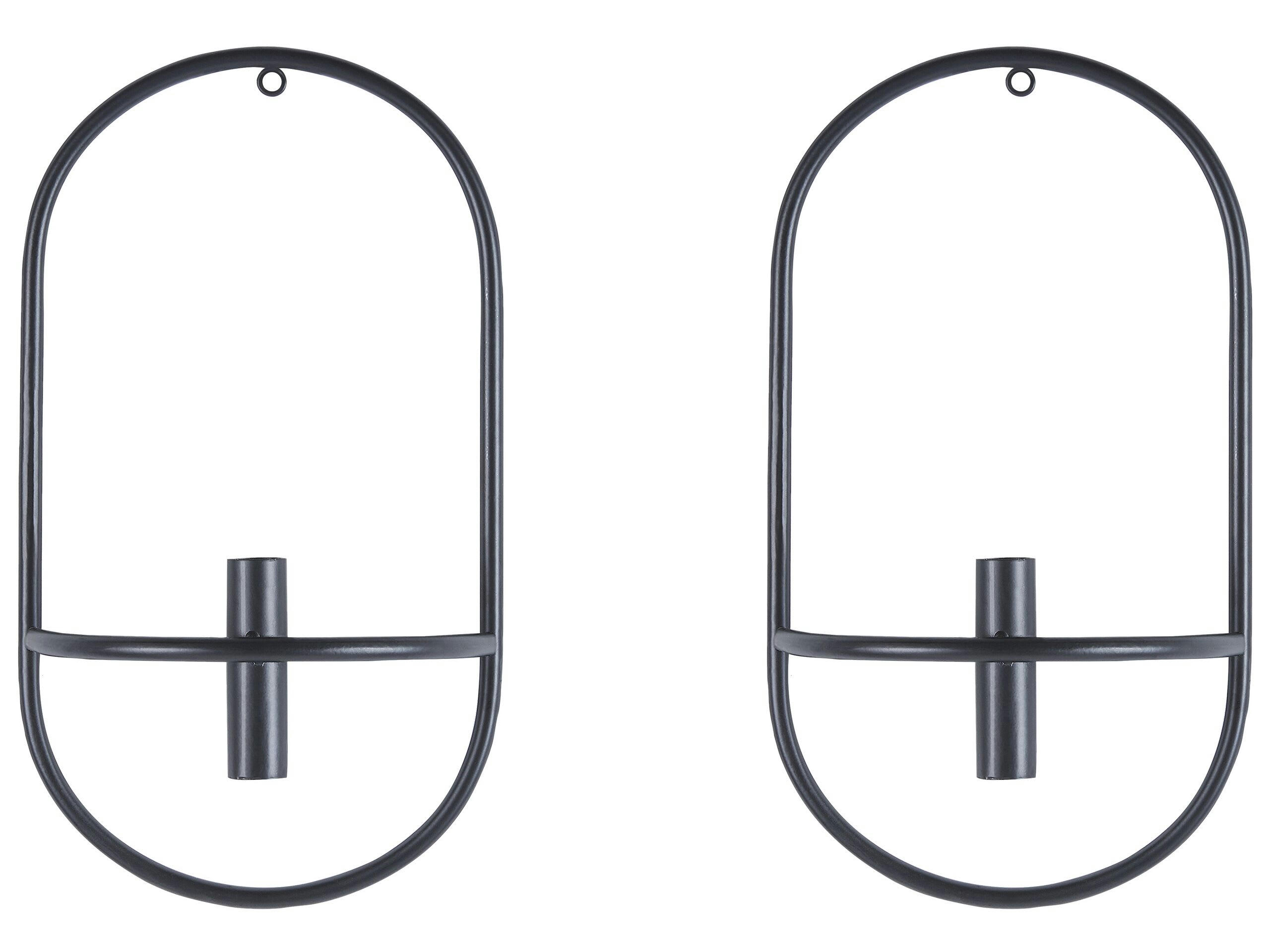 CAVIANA - Lot de 2 bougeoirs muraux en métal noir