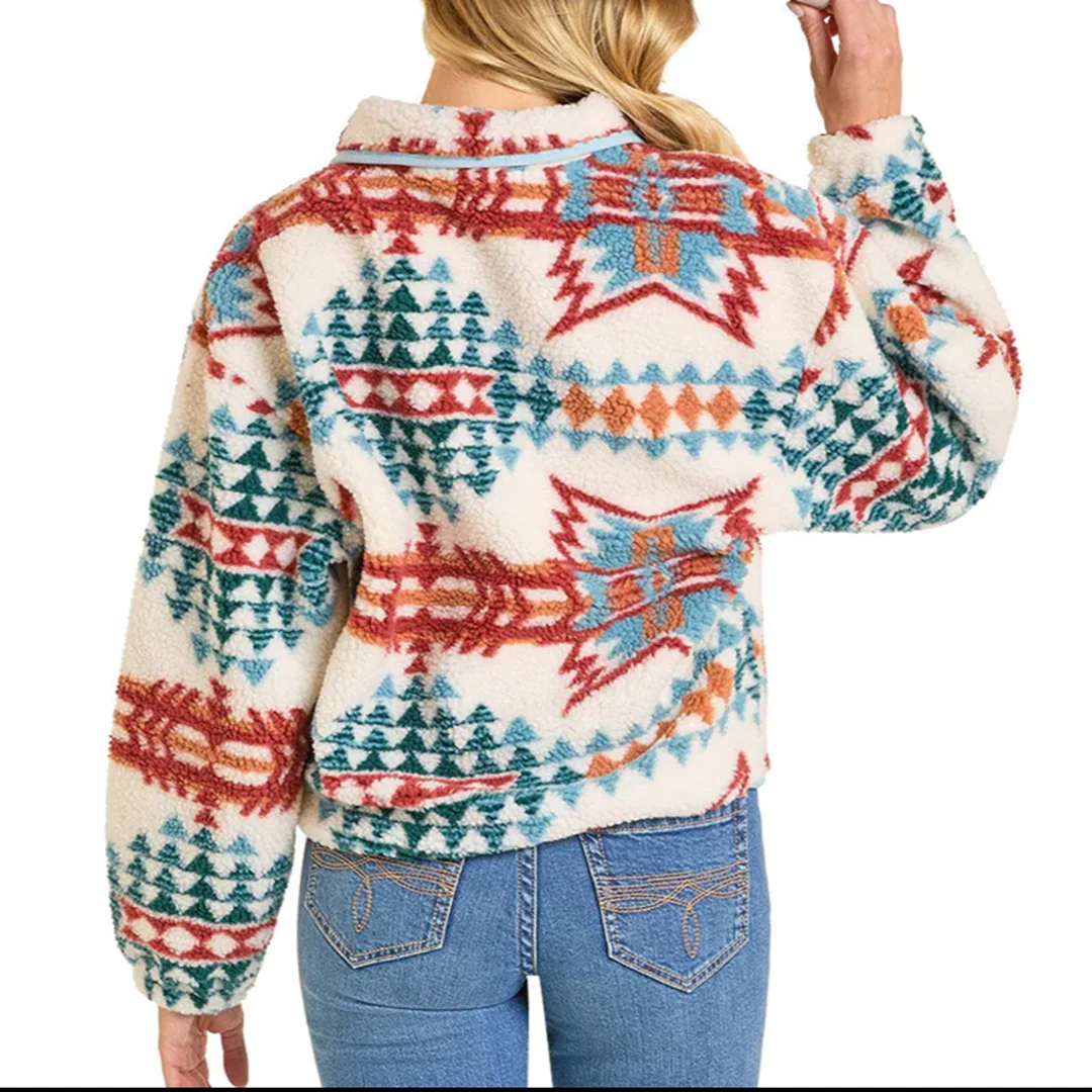 Женский пуловер Rock & Roll Denim Aztec Sherpa