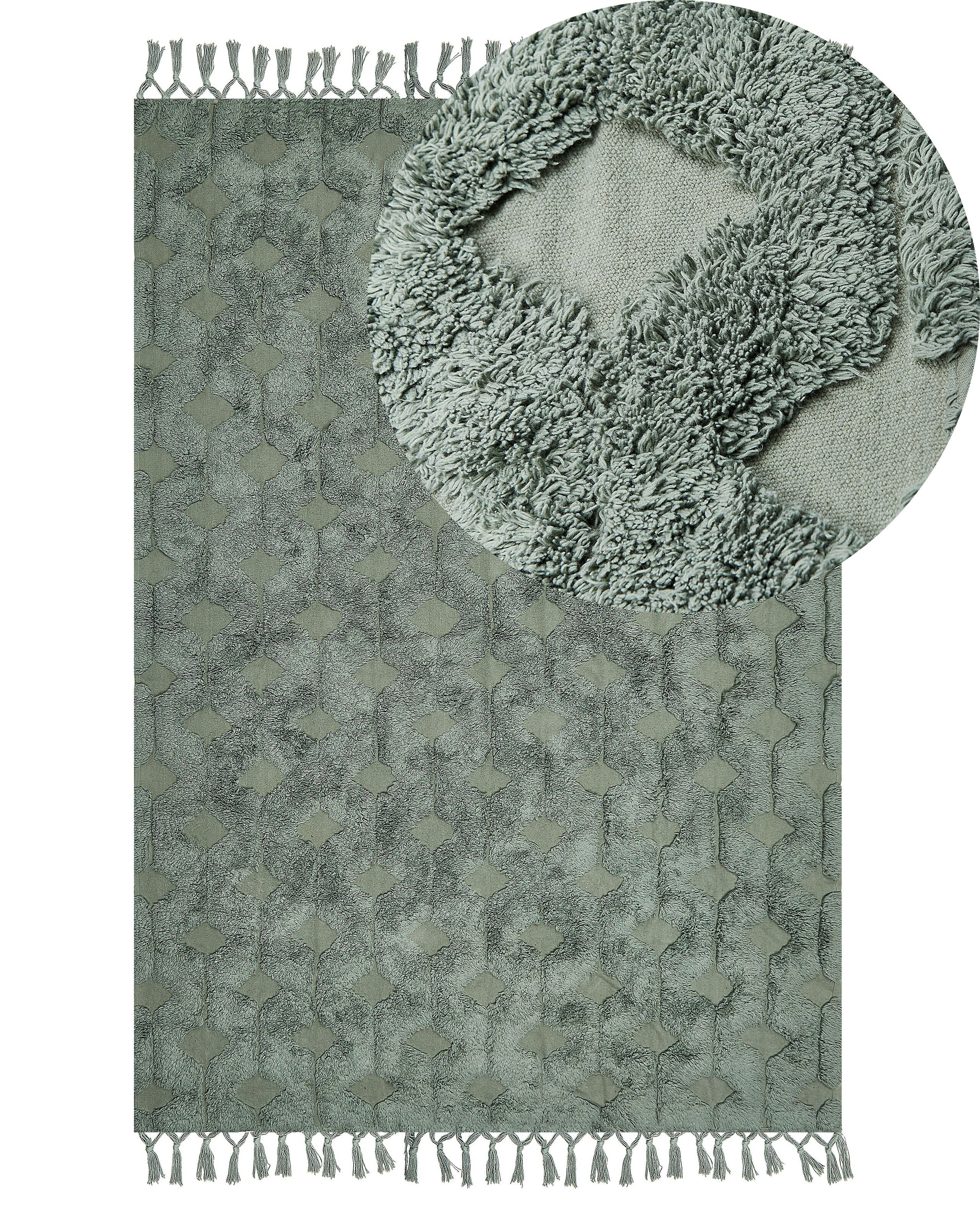Dywan boho frędzle 140x200 cm zielony