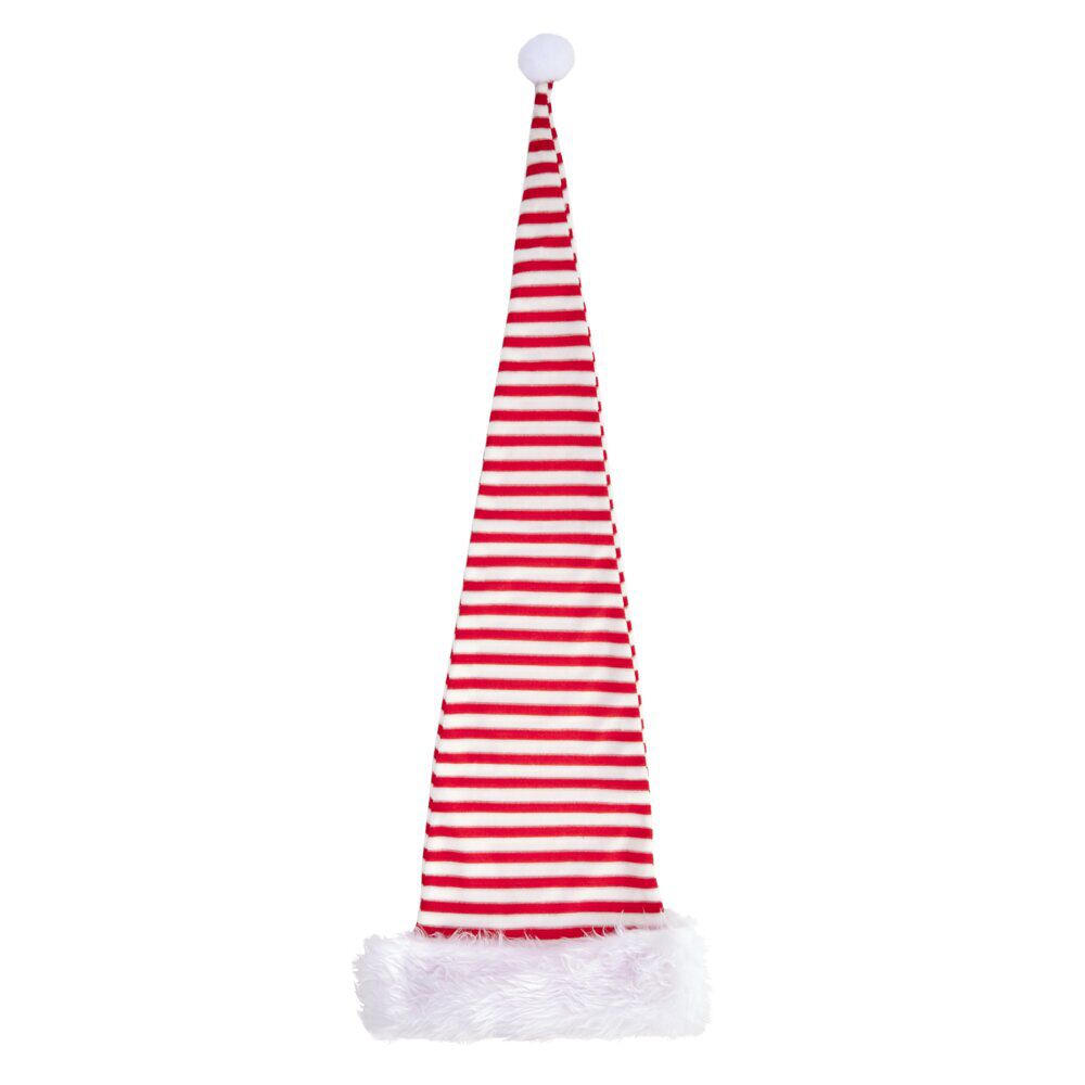 Bonnet de No&euml;l extra long tissu rayé rouge et blanc L90cm