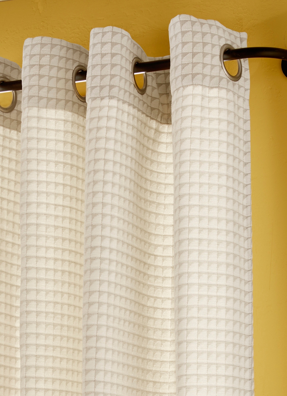 RIDEAU JACQUARD MOTIF GÉOMÉTRIQUE MODERNE BLANC