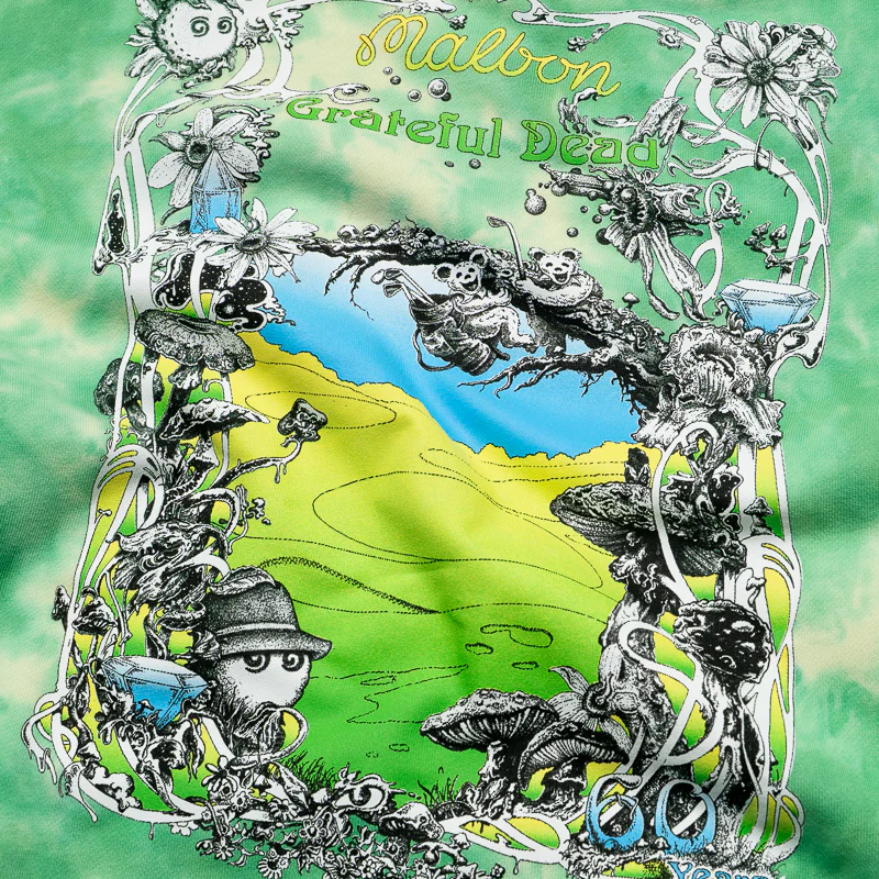 Malbon Golf x Grateful Dead Fesque Hoodie - Green Tie Dye
