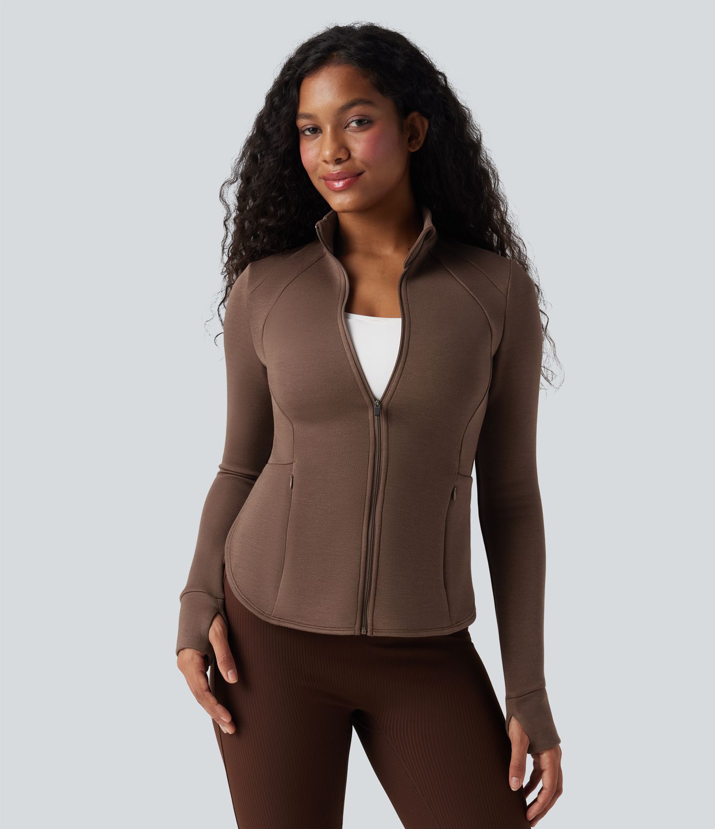 Veste de sport SpacerTek™ col montant, manches raglan longues avec trous pour les pouces