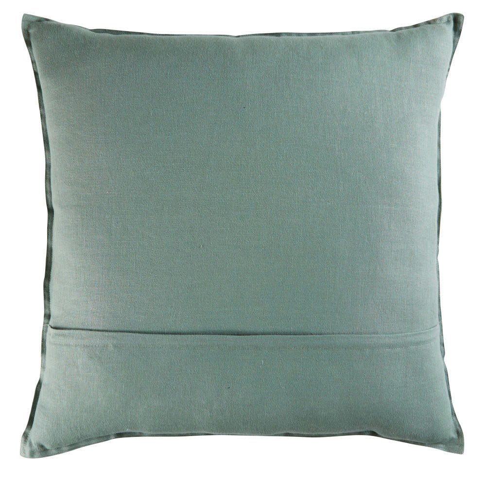 - Coussin en lin lavé vert jade 60x60