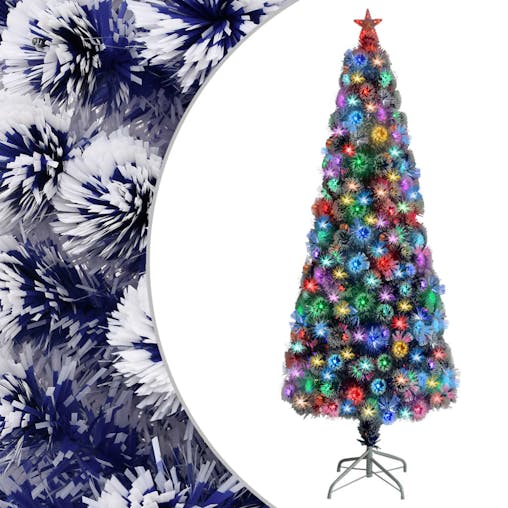 NNEVL Artificial Christmas Tree with LED White&Blue 240 cm Fibre Optic