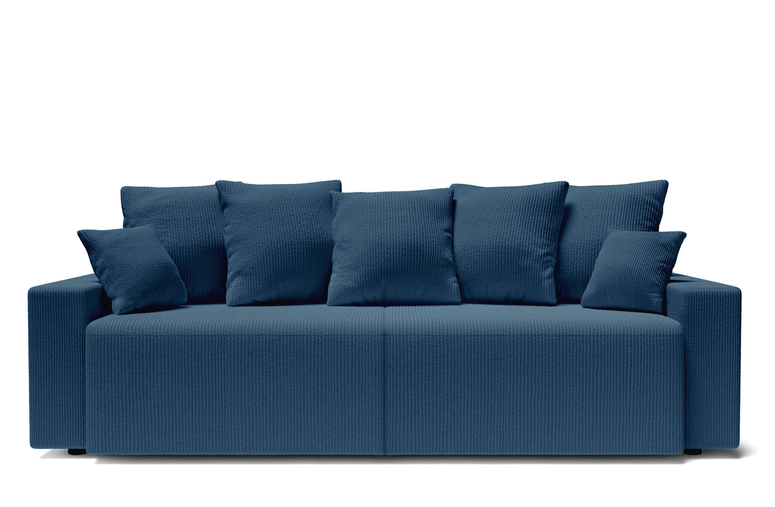 ALMA - Canapé droit convertible en velours côtelé 3 places bleu cobalt