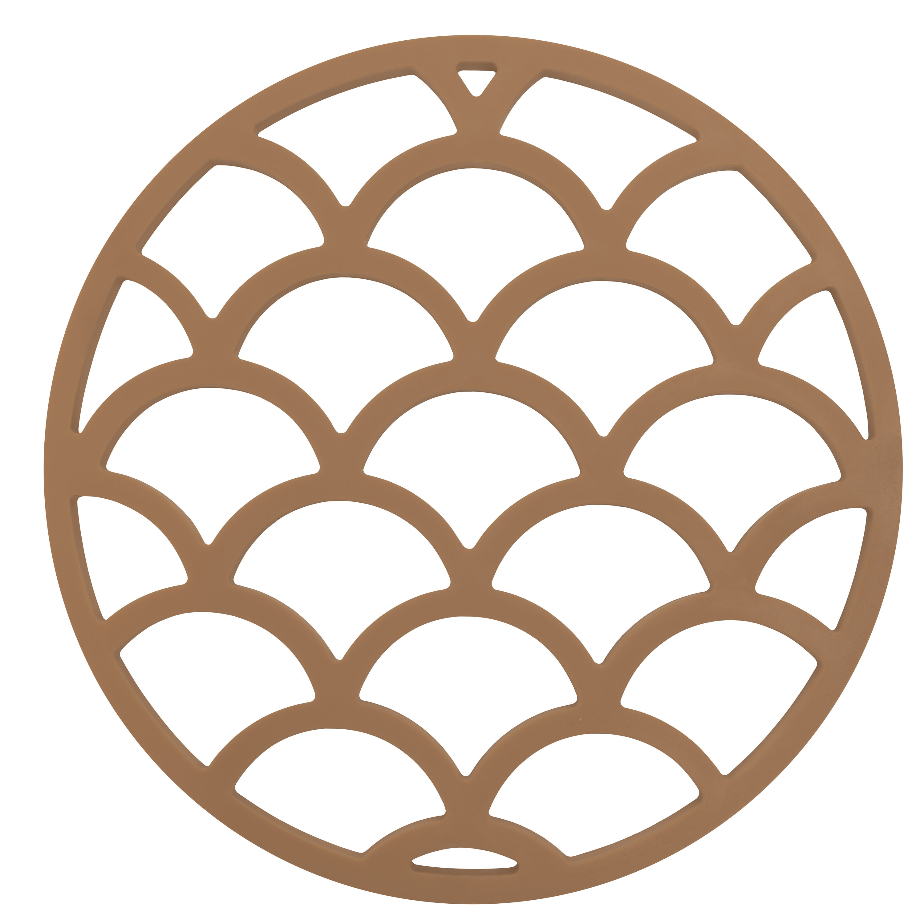 Krumble Siliconen pannenonderzetter rond met schubben patroon - Bruin