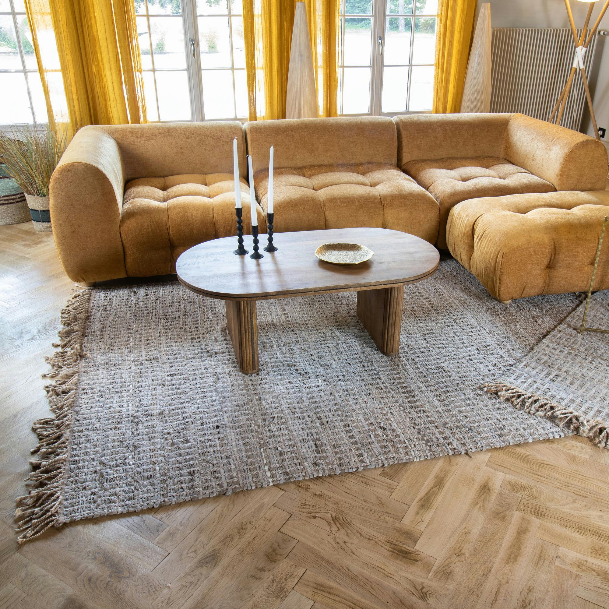 ALTAY - Tapis en cuir, jute et coton 230x160cm