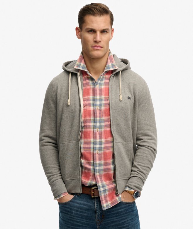 Monogram Embroidered Zip Hoodie