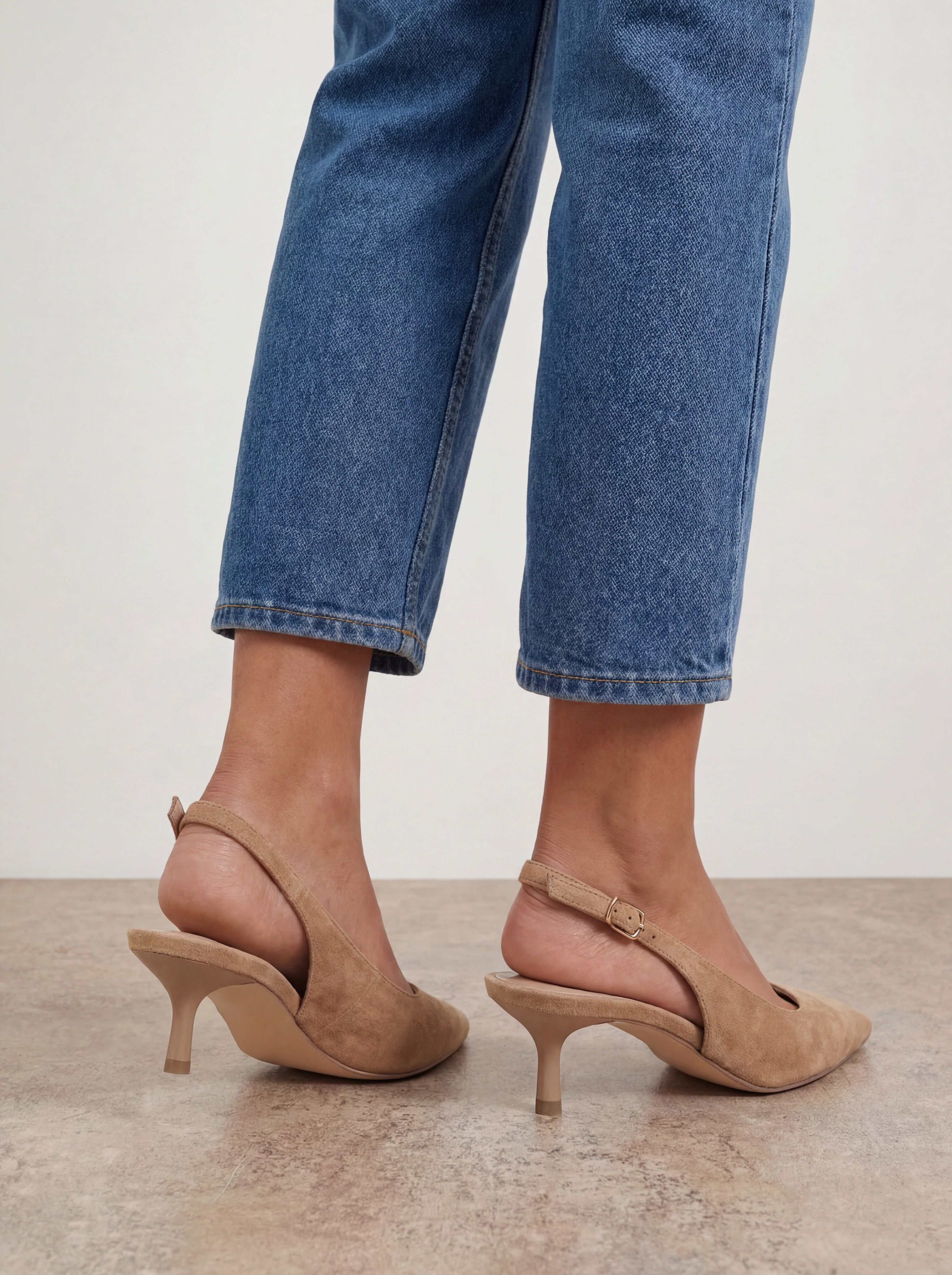 Oasis Jess Faux Suede Kitten Heel Slingback Court Shoes